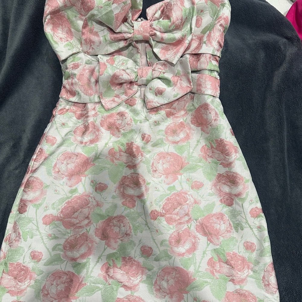 Red Dress Boutique Floral Mini Dress - Pink and Green